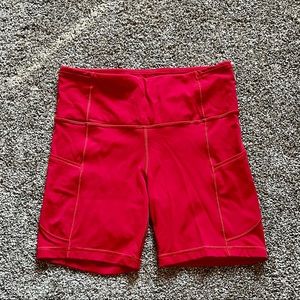 Lululemon Fast and Free High Rise Shorts Red 6” Size 6